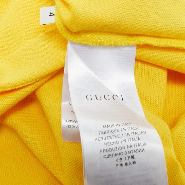 Pre Owned Gucci Kids Yellow Star Web Trim Cotton Pique Polo T-Shirt 4 Yrs