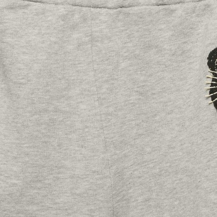 Pre Owned Gucci Kids Grey Big Cotton Jersey Cat Applique Sweatpants 10 Yrs