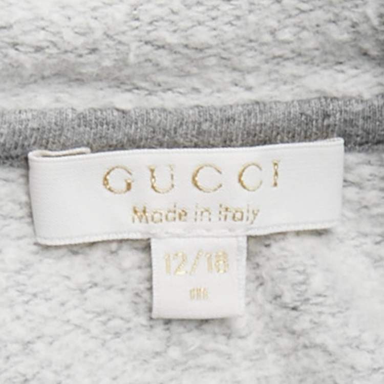 Pre Owned Gucci Kids Grey Cotton Sweatshirt and Pants Set 12/18M