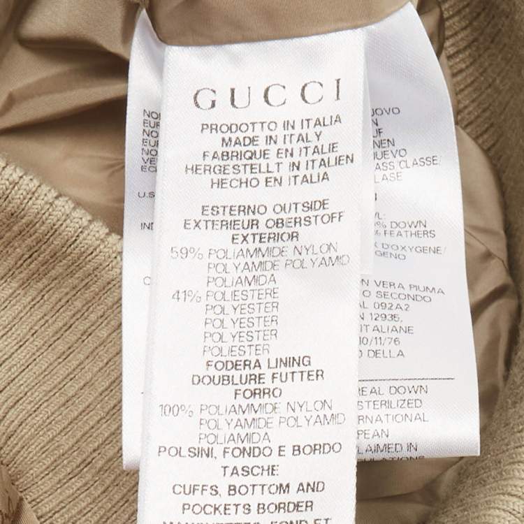 Pre Owned Gucci Kids Beige GG Print Nylon Down Jacket 12/18M