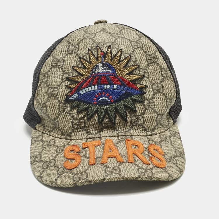 مملوكة مسبقًا Gucci Beige Logo Canvas & Mesh Baseball Cap M