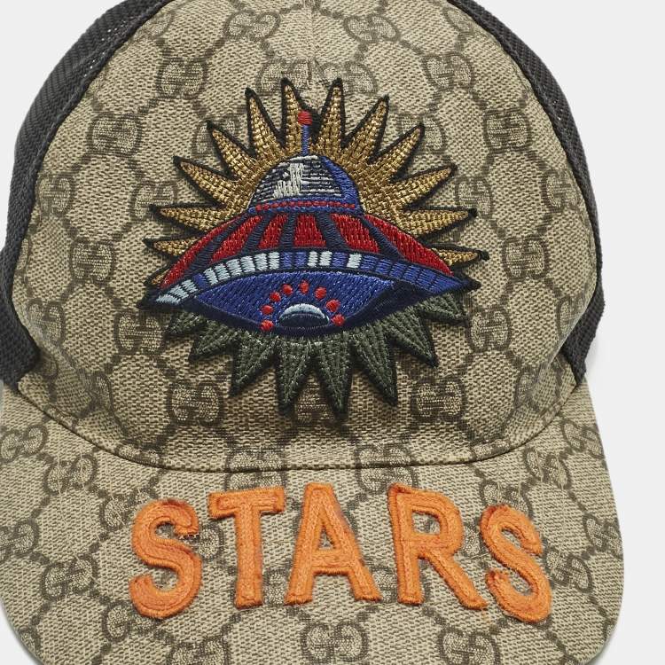 مملوكة مسبقًا Gucci Beige Logo Canvas & Mesh Baseball Cap M