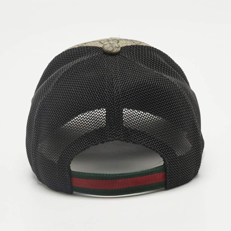مملوكة مسبقًا Gucci Beige Logo Canvas & Mesh Baseball Cap M
