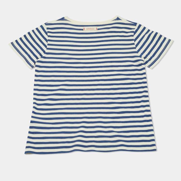 Pre Owned Gucci Kids Striped Jersey T-Shirt 8Yrs 