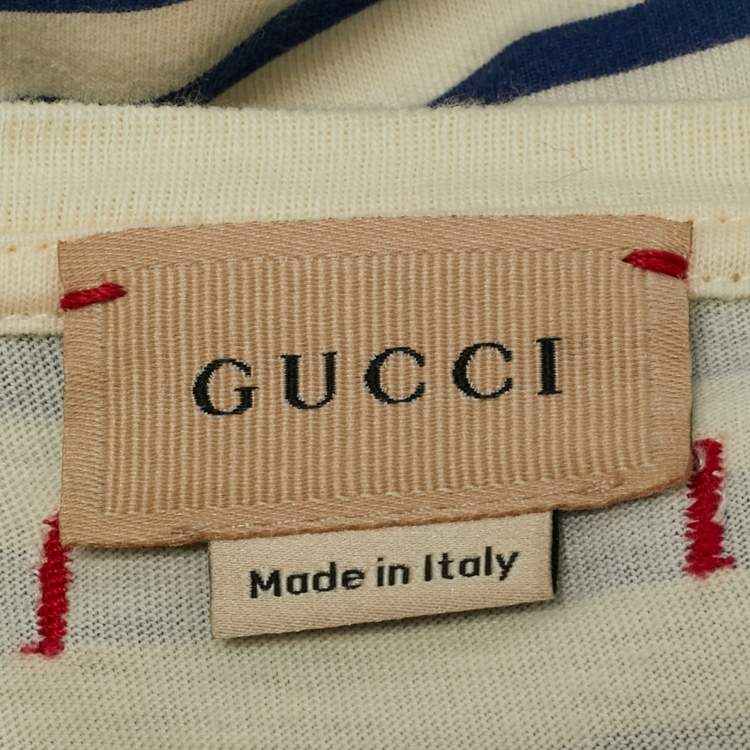 Pre Owned Gucci Kids Striped Jersey T-Shirt 8Yrs 
