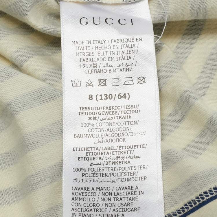 Pre Owned Gucci Kids Striped Jersey T-Shirt 8Yrs 