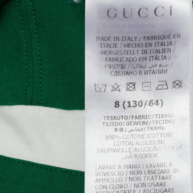 Pre Owned Gucci Kids Green Printed Jersey T-Shirt 8Yrs