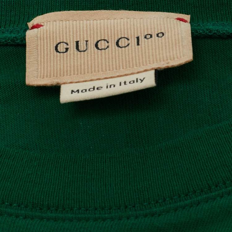 Pre Owned Gucci Kids Green Printed Jersey T-Shirt 8Yrs