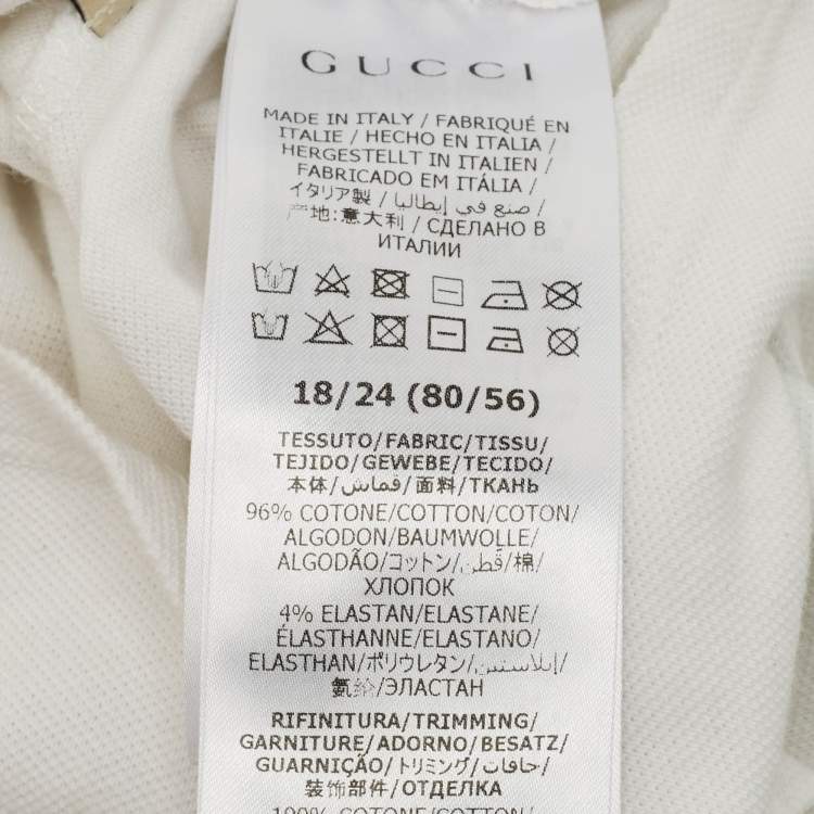 Pre Owned Gucci White Cotton Knit GG Web Polo T-Shirt 18-24 M