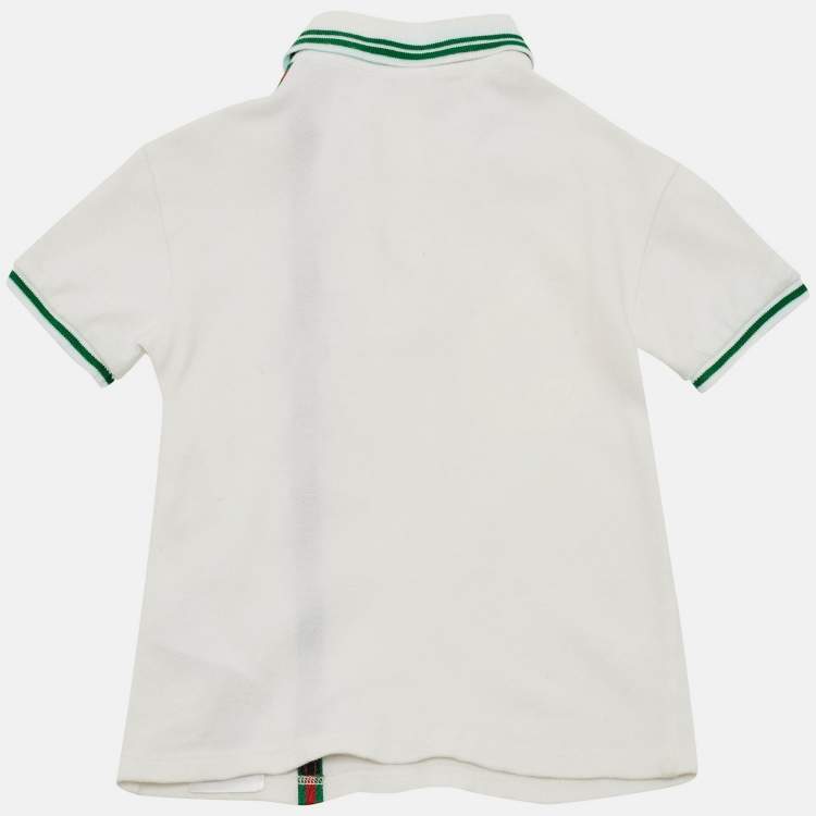 Pre Owned Gucci White Cotton Knit GG Web Polo T-Shirt 18-24 M