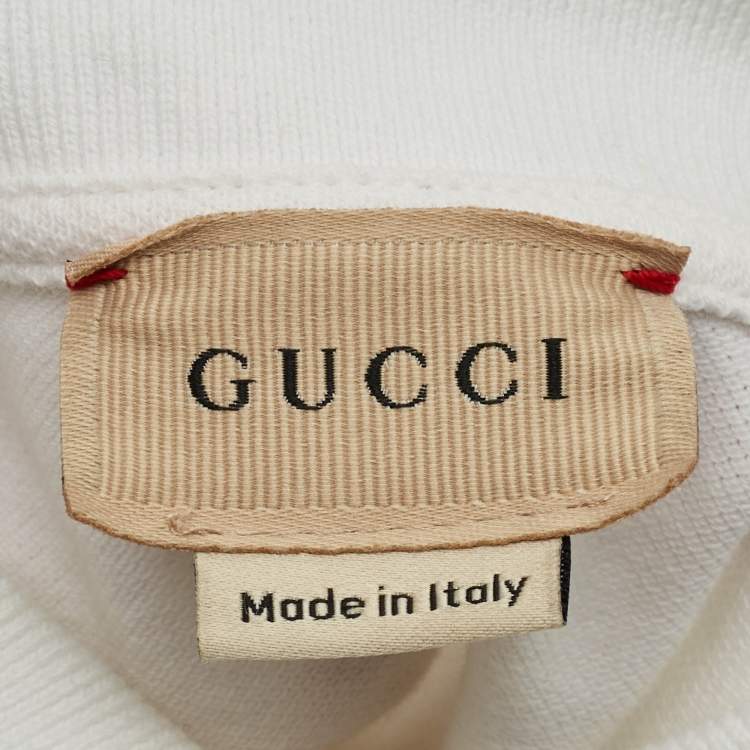Pre Owned Gucci White Cotton Knit GG Web Polo T-Shirt 18-24 M