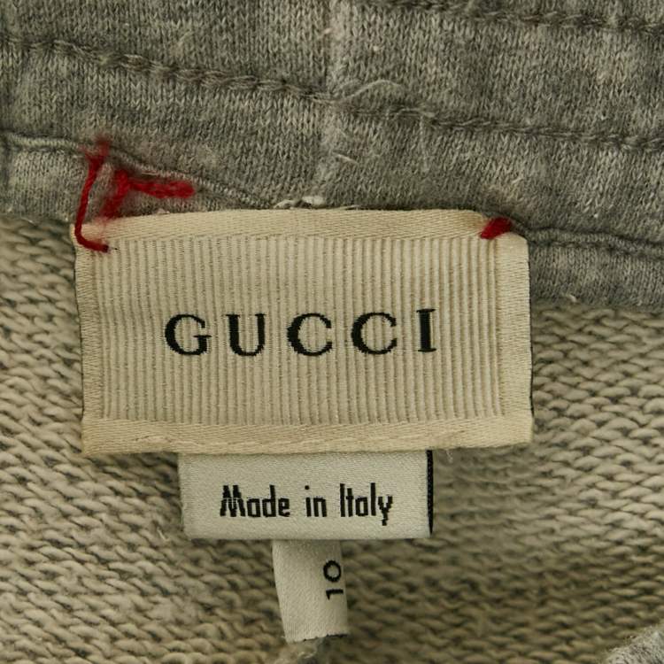 Pre Owned Gucci Kids Grey Cotton Tiger Applique Joggers 10Yrs