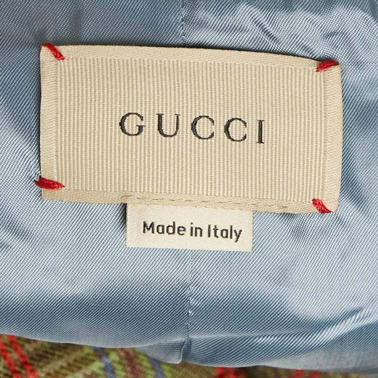 Pre Owned Gucci Kids Green Checkered Wool Double Breasted Jacket 8Yrs