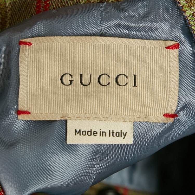 Pre Owned Gucci Kids Green Checkered Wool Double Breasted Jacket 6Yrs
