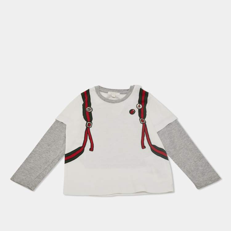 Pre Owned Gucci White Backpack Graphic Print Jersey T-Shirt 18/24 M