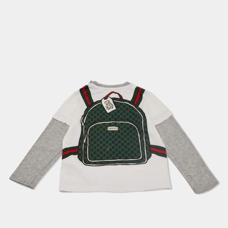 Pre Owned Gucci White Backpack Graphic Print Jersey T-Shirt 18/24 M