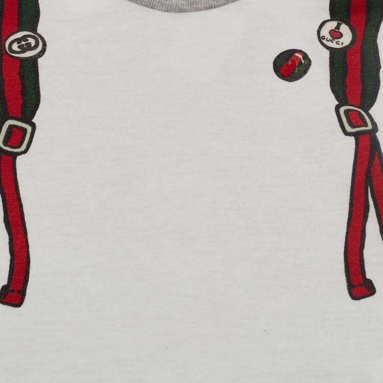 Pre Owned Gucci White Backpack Graphic Print Jersey T-Shirt 18/24 M