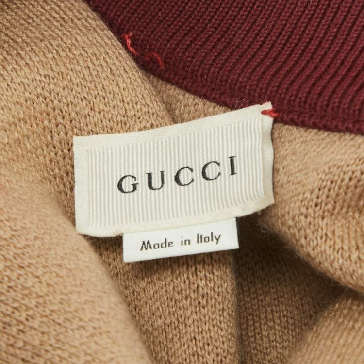 Pre Owned Gucci Kids Red/Beige GG Jacquard Knit Jacket 4Yrs