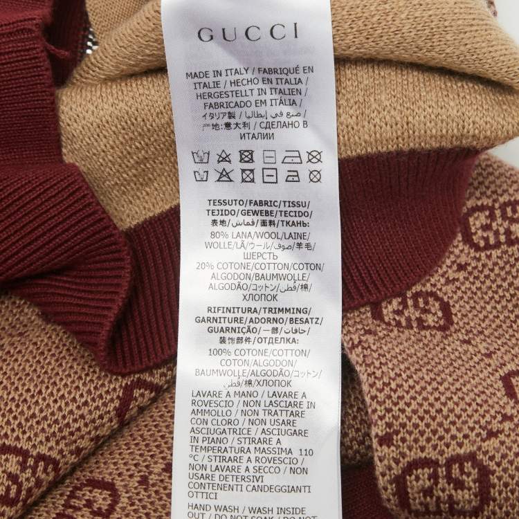 Pre Owned Gucci Kids Red/Beige GG Jacquard Knit Jacket 4Yrs