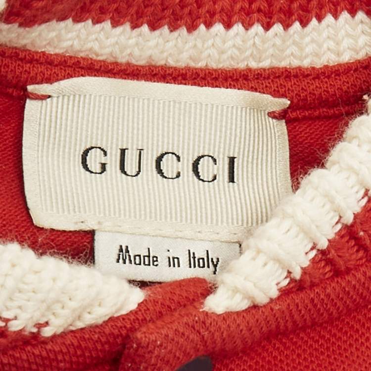 Pre Owned Gucci Baby Red Printed Cotton Growsuit 3/6M