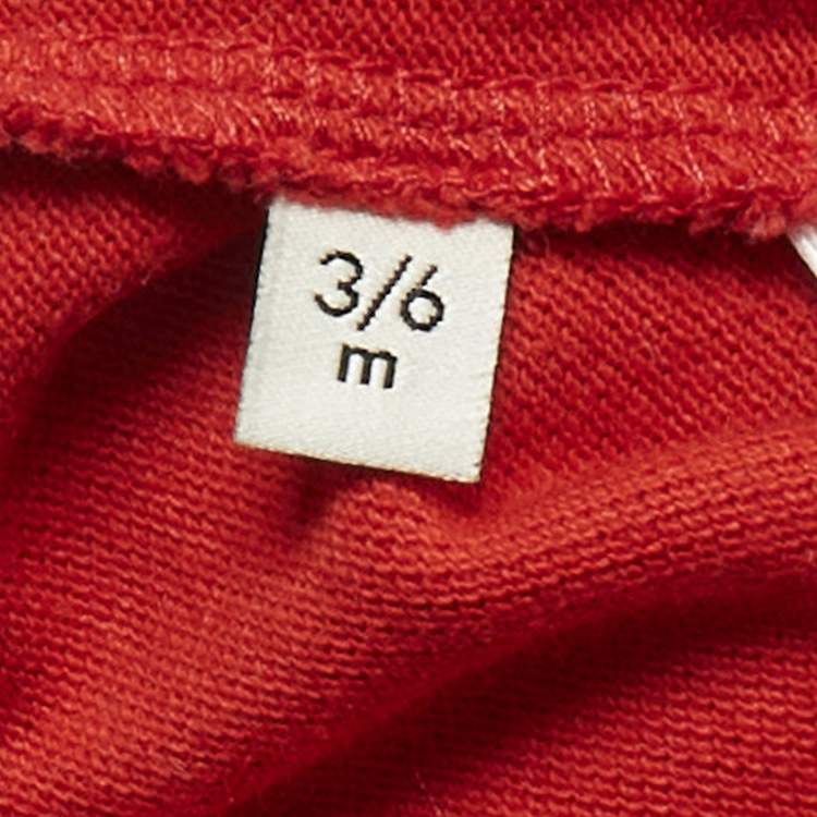 Pre Owned Gucci Baby Red Printed Cotton Growsuit 3/6M