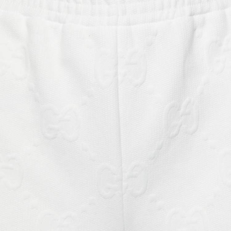 Pre Owned Gucci White GG Embossed Jersey Shorts 12 Yrs