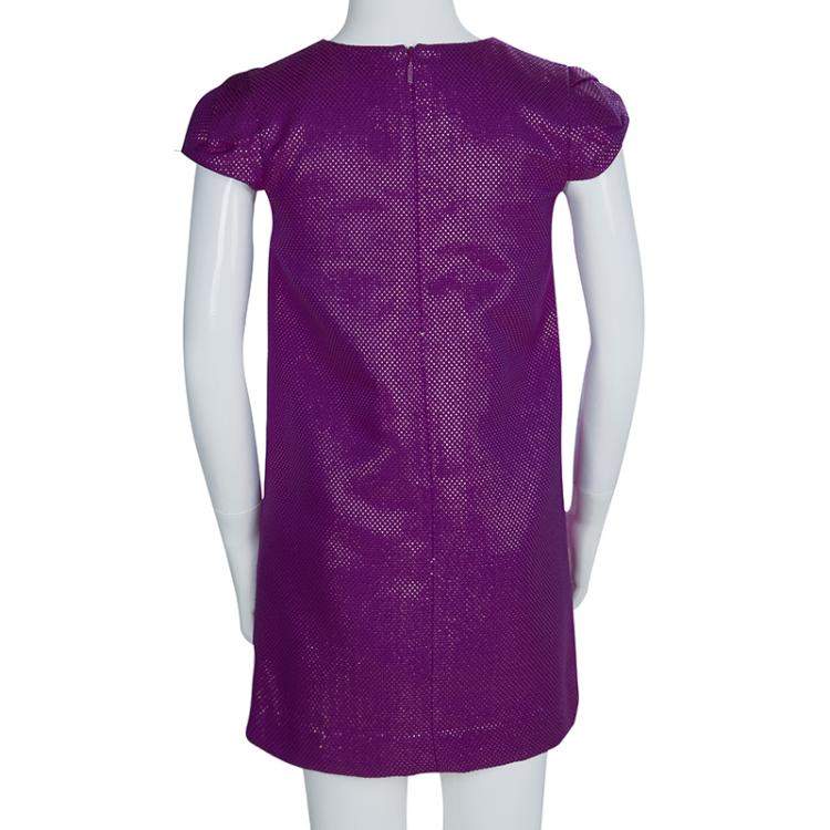 Pre Owned Gucci Purple Brocade Cap Sleeve Dress 8 Yrs