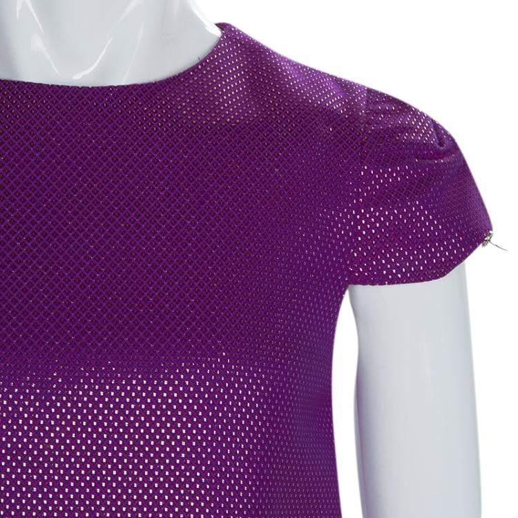 Pre Owned Gucci Purple Brocade Cap Sleeve Dress 8 Yrs