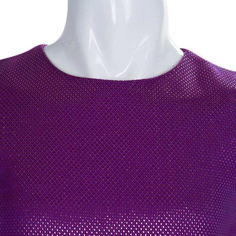 Pre Owned Gucci Purple Brocade Cap Sleeve Dress 8 Yrs