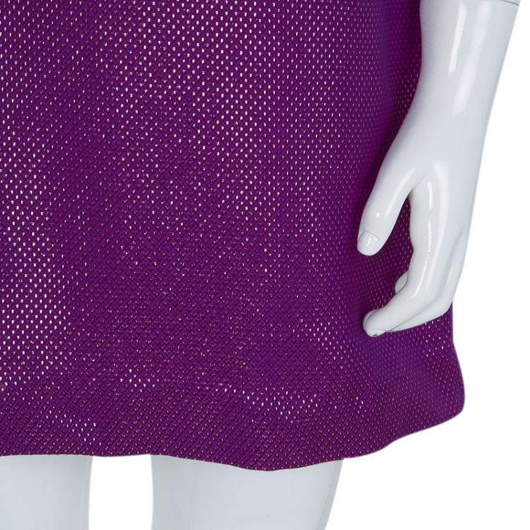 Pre Owned Gucci Purple Brocade Cap Sleeve Dress 8 Yrs
