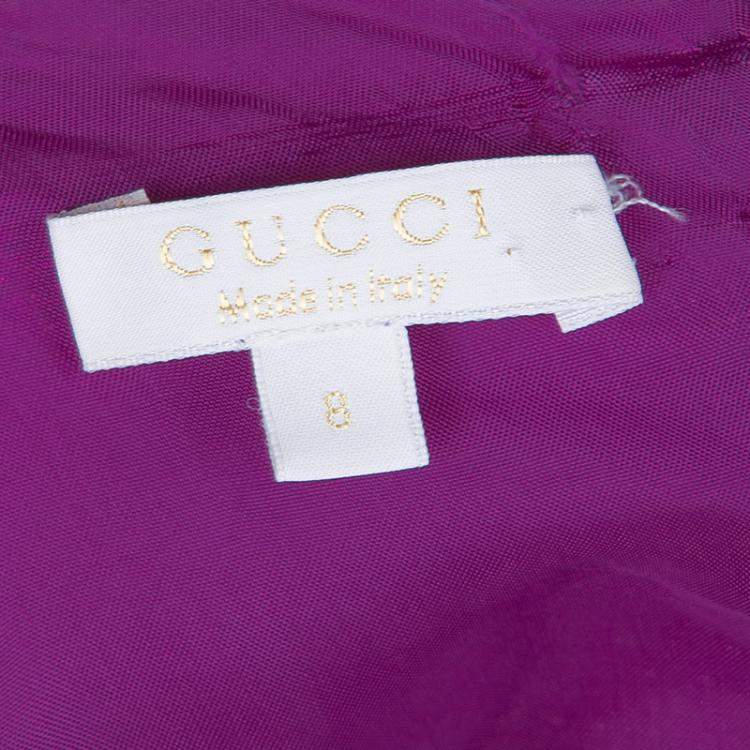 Pre Owned Gucci Purple Brocade Cap Sleeve Dress 8 Yrs