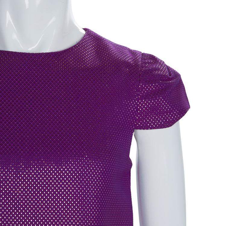 Pre Owned Gucci Purple Brocade Cap Sleeve Dress 8 Yrs