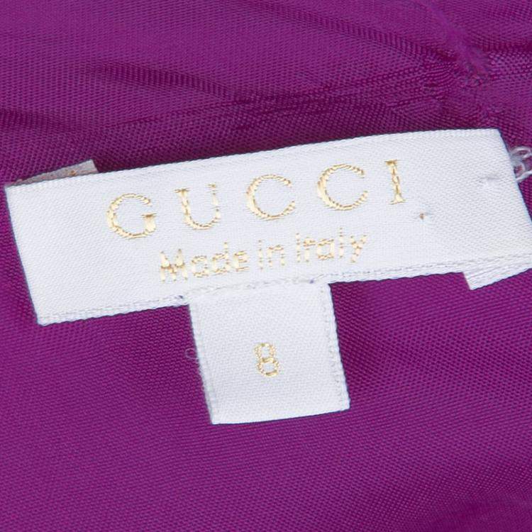 Pre Owned Gucci Purple Brocade Cap Sleeve Dress 8 Yrs