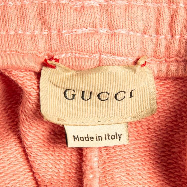 Pre Owned Gucci Pink Logo Print Cotton Knit Trackpants 6 Yrs