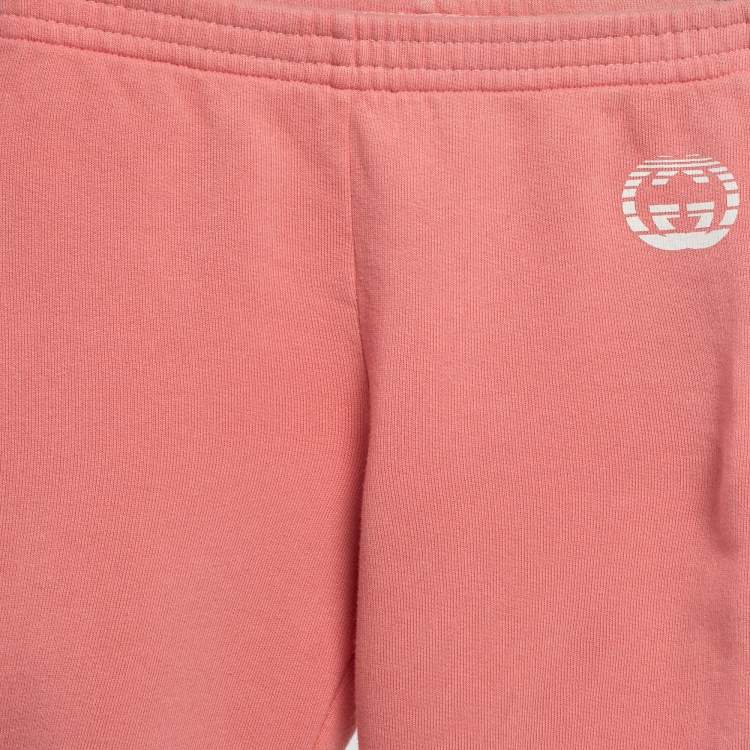 Pre Owned Gucci Pink Logo Print Cotton Knit Trackpants 6 Yrs
