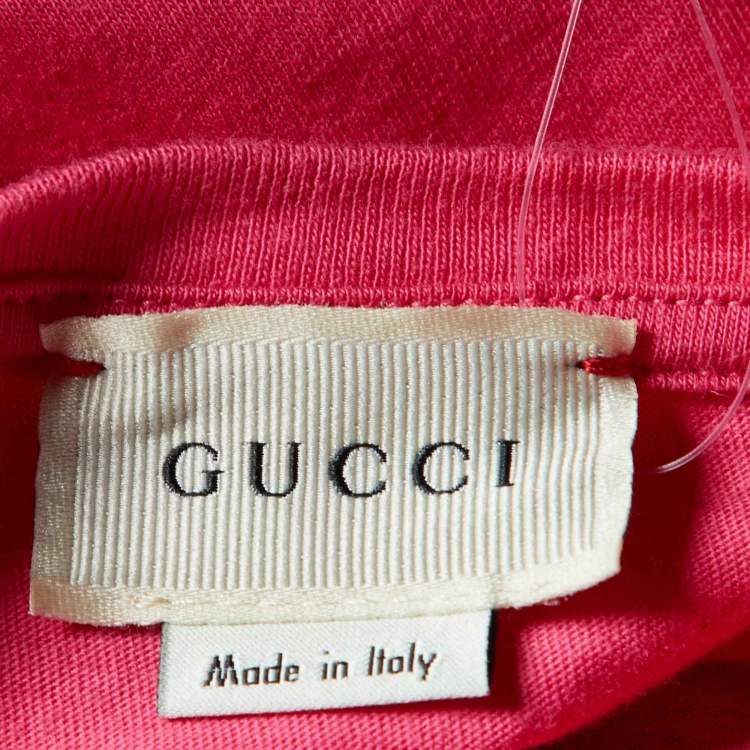 Pre Owned Gucci Kids Pink Logo Print Cotton T-Shirt 5Yrs