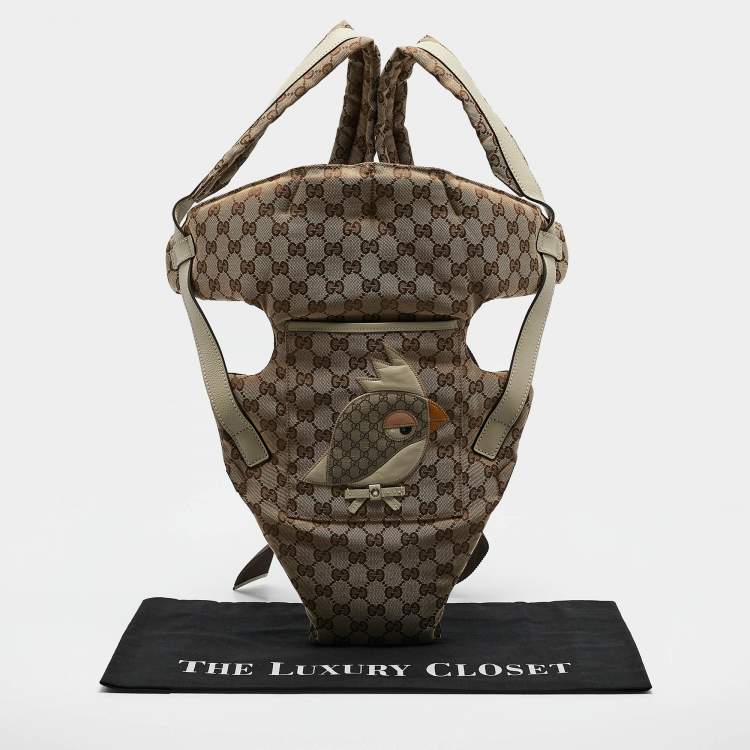 Pre Owned Gucci Beige GG Canvas and Leather Zoo Patch Baby Carrier