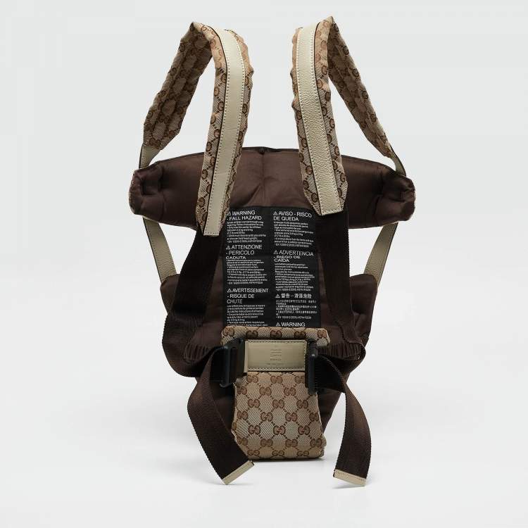 Pre Owned Gucci Beige GG Canvas and Leather Zoo Patch Baby Carrier