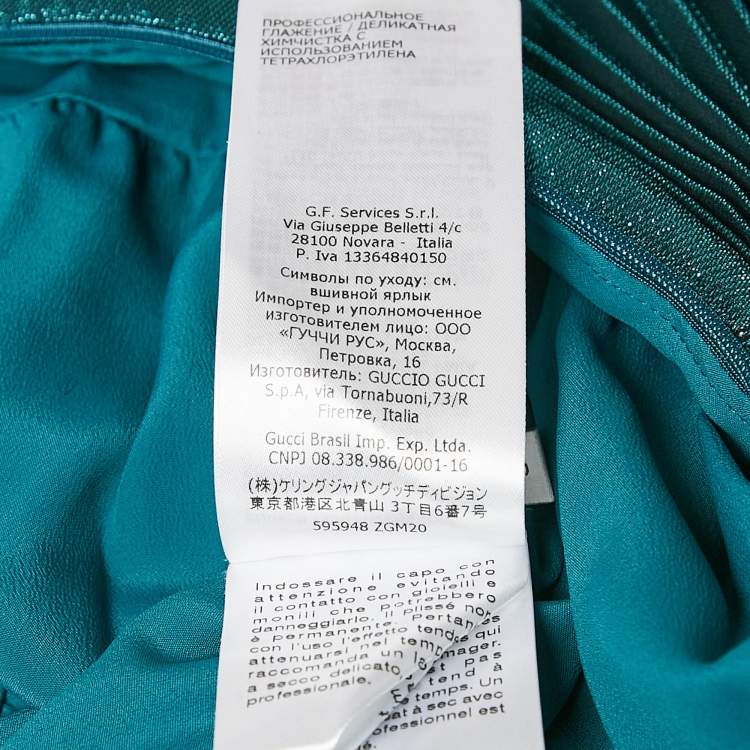 Pre Owned Gucci Kids Green Lamé Pleated Dress 5 Yrs