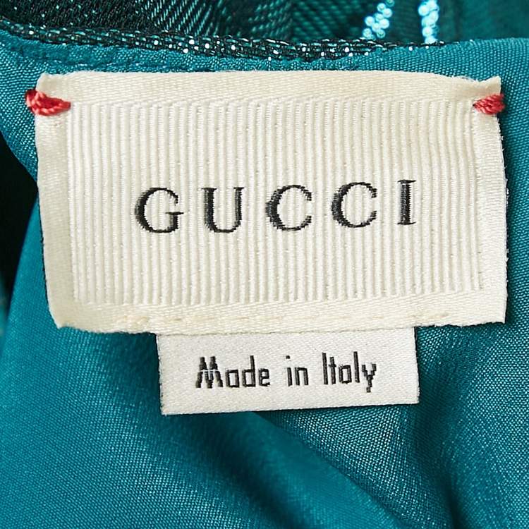 Pre Owned Gucci Kids Green Lamé Pleated Dress 5 Yrs