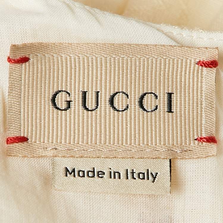 Pre Owned Gucci Yellow Floral Embroidery and Logo Pattern Cotton Dress 6 Yrs