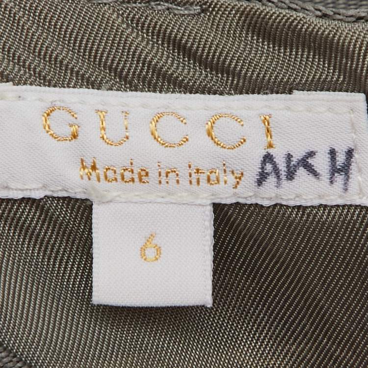 Pre Owned Gucci Kids Grey Star Pattern Silk Blend Dress Size 6 Yrs