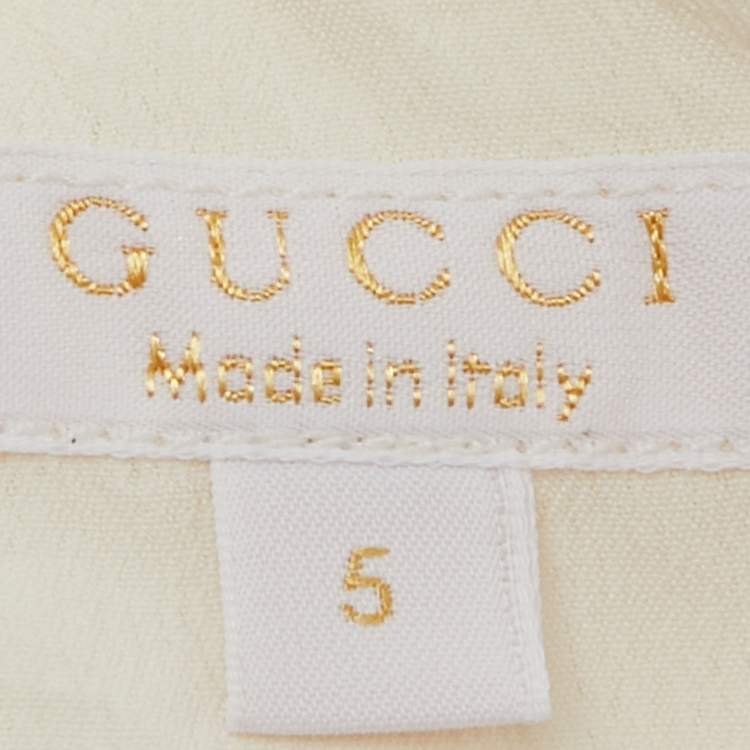 Pre Owned Gucci Cream Silk Floral Embroidered Dress Size 5 Yrs