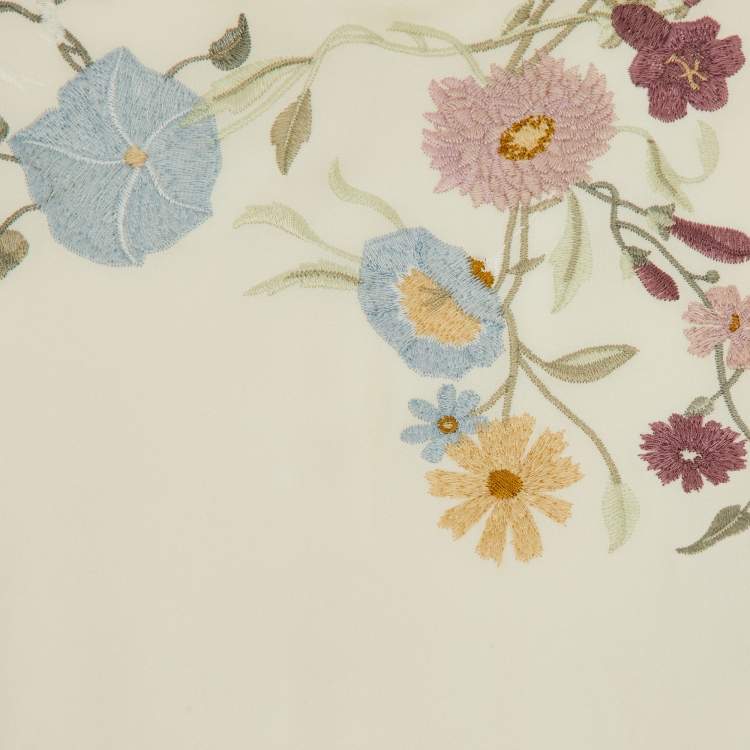 Pre Owned Gucci Cream Silk Floral Embroidered Dress Size 5 Yrs
