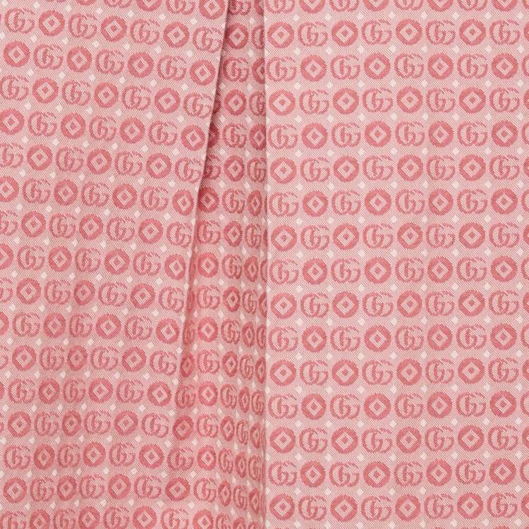 Pre Owned Gucci Kids Pink Monogram Jacquard Cotton Blend Dress 12 Yrs