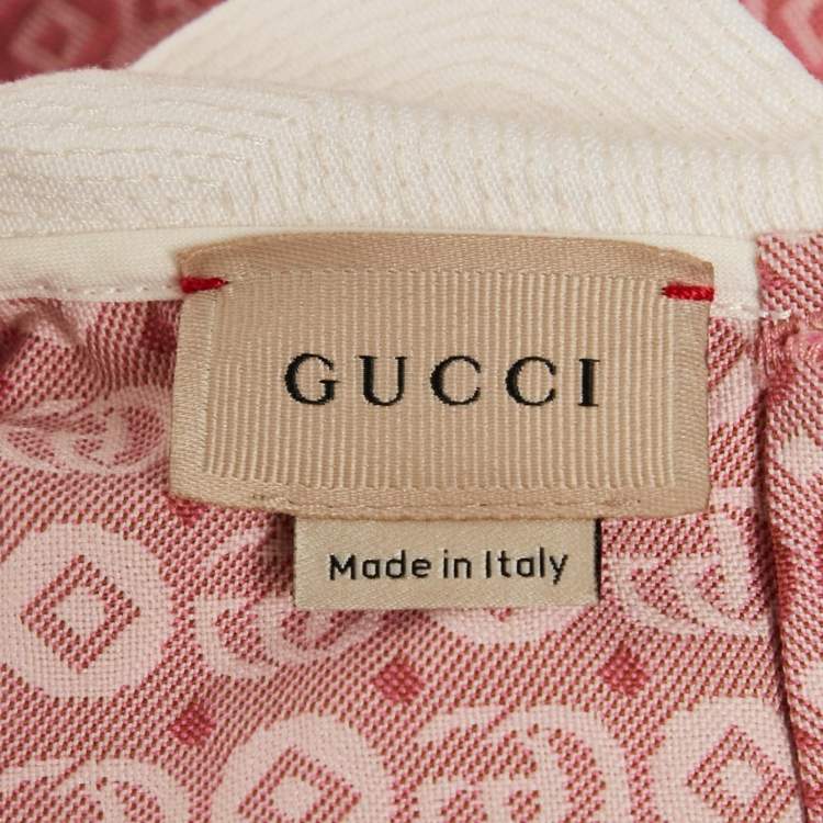 Pre Owned Gucci Kids Pink Monogram Jacquard Cotton Blend Dress 12 Yrs