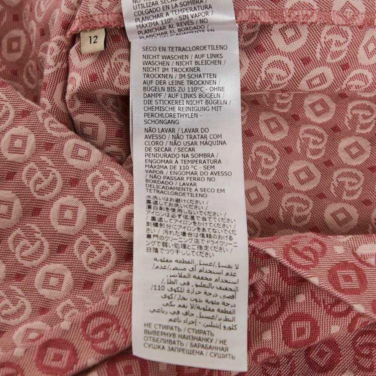 Pre Owned Gucci Kids Pink Monogram Jacquard Cotton Blend Dress 12 Yrs