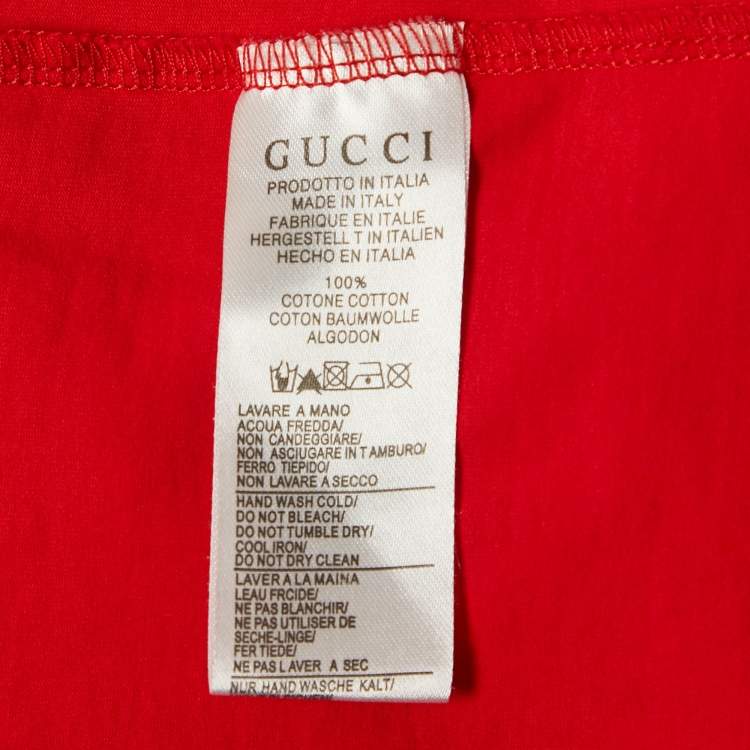 Pre Owned Gucci Kids Red Cotton Bow Detail Crew Neck T-Shirt 8 Yrs