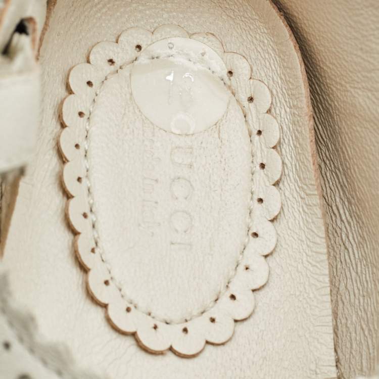 Pre Owned Gucci Off White Leather Ballet Flats Size 16