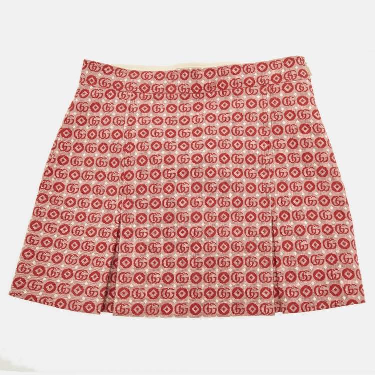 مملوكة مسبقًا Gucci Kids Red Logo Jacquard Mini Skirt 8 Yrs